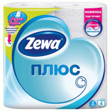 Туалетная бумага Zewa Plus 2-х слойная белая 4шт